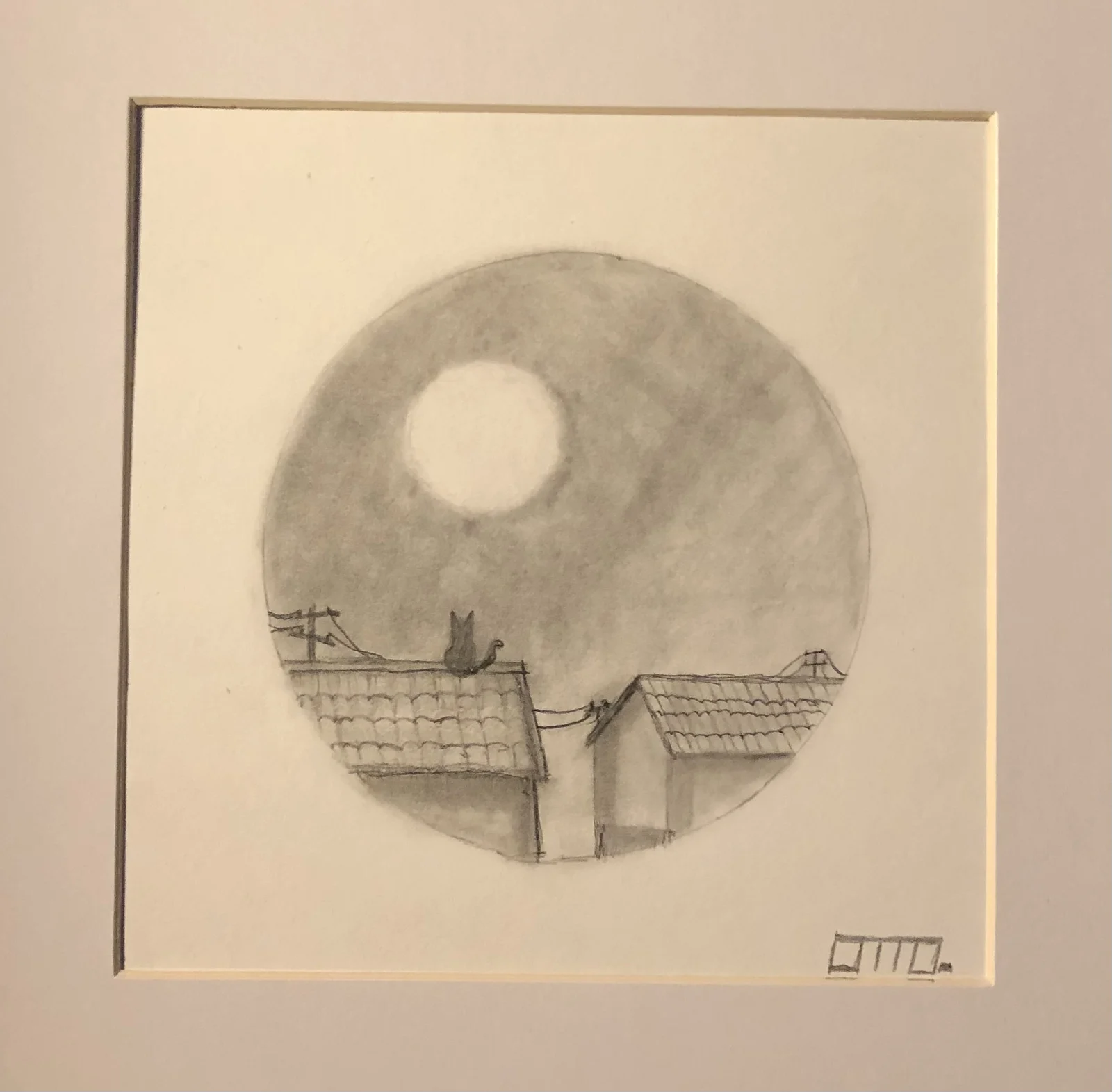 Cat on the roof, inkl. passepartout av Otto Sundell