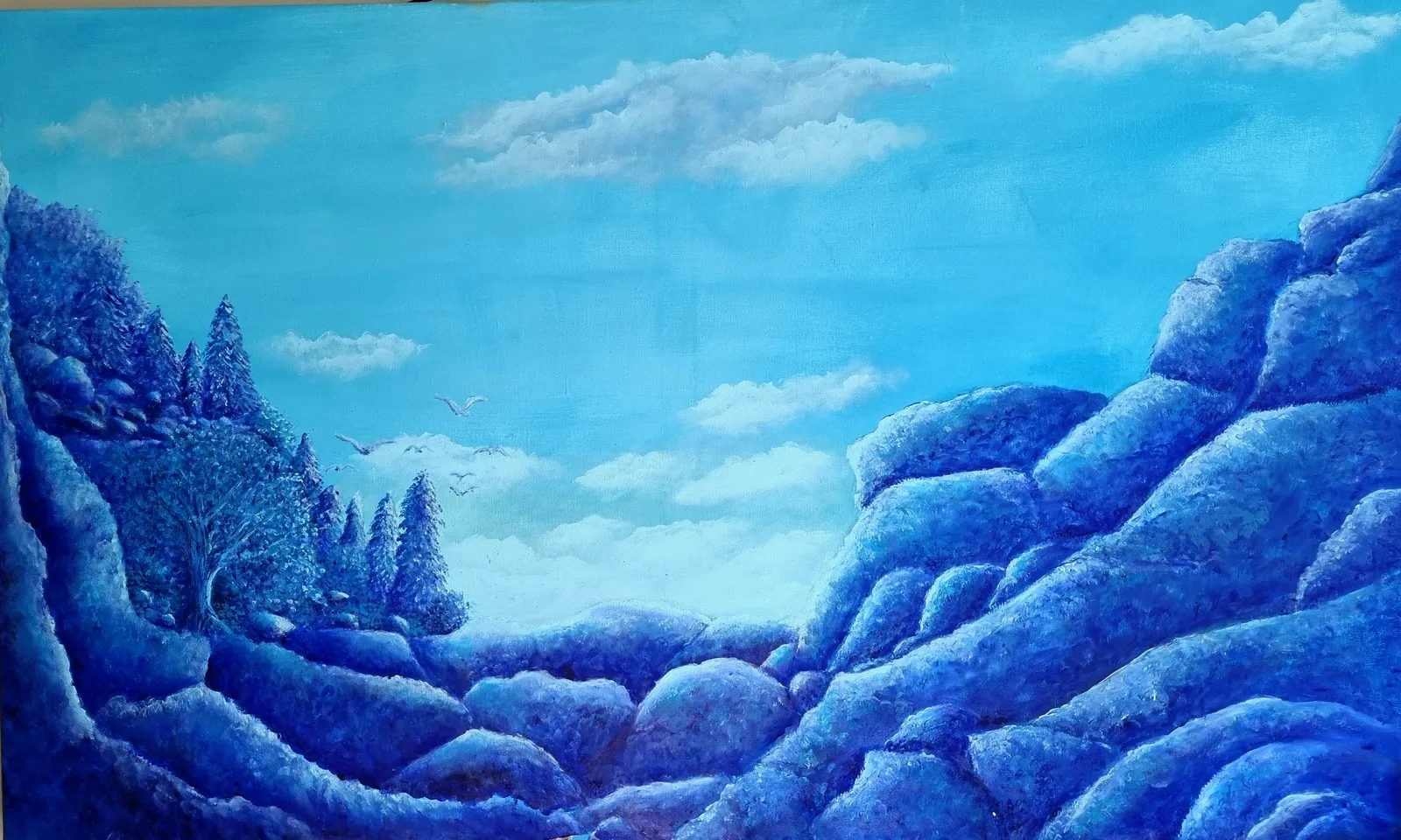 Akrylmålning Blue rock av Maria Borgring ( Fd Lindberg)