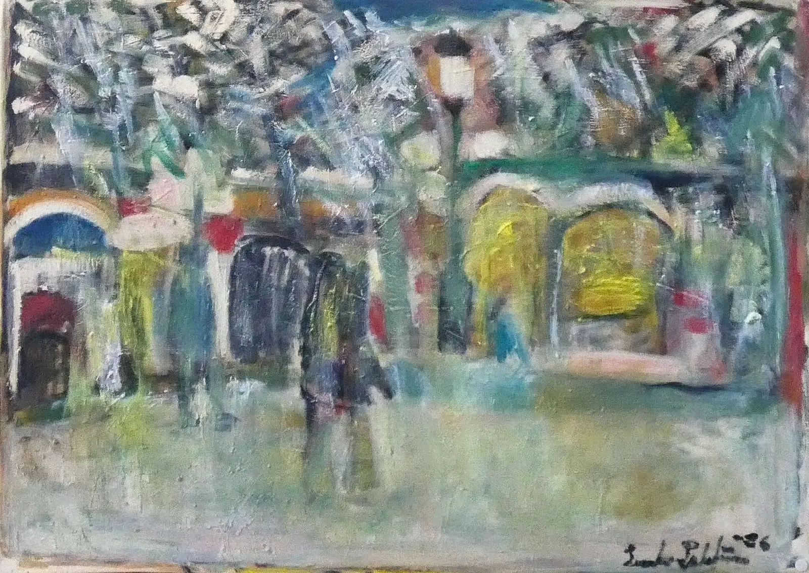 Oljemålning Vinter i staden av Svante Lutström