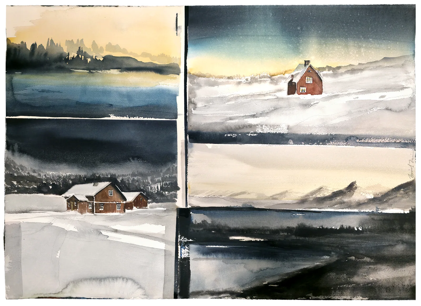 Akvarell Kollage II av Daniel Zausnig