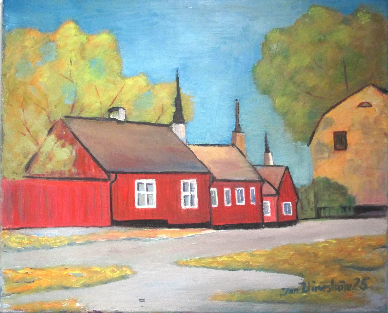 Oljemålning Kulturhus söder sthlm av Jan Wineström