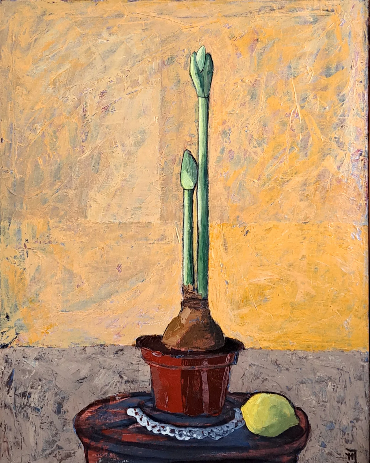 Akrylmålning Upp Amaryllis av Margareta Josefsson