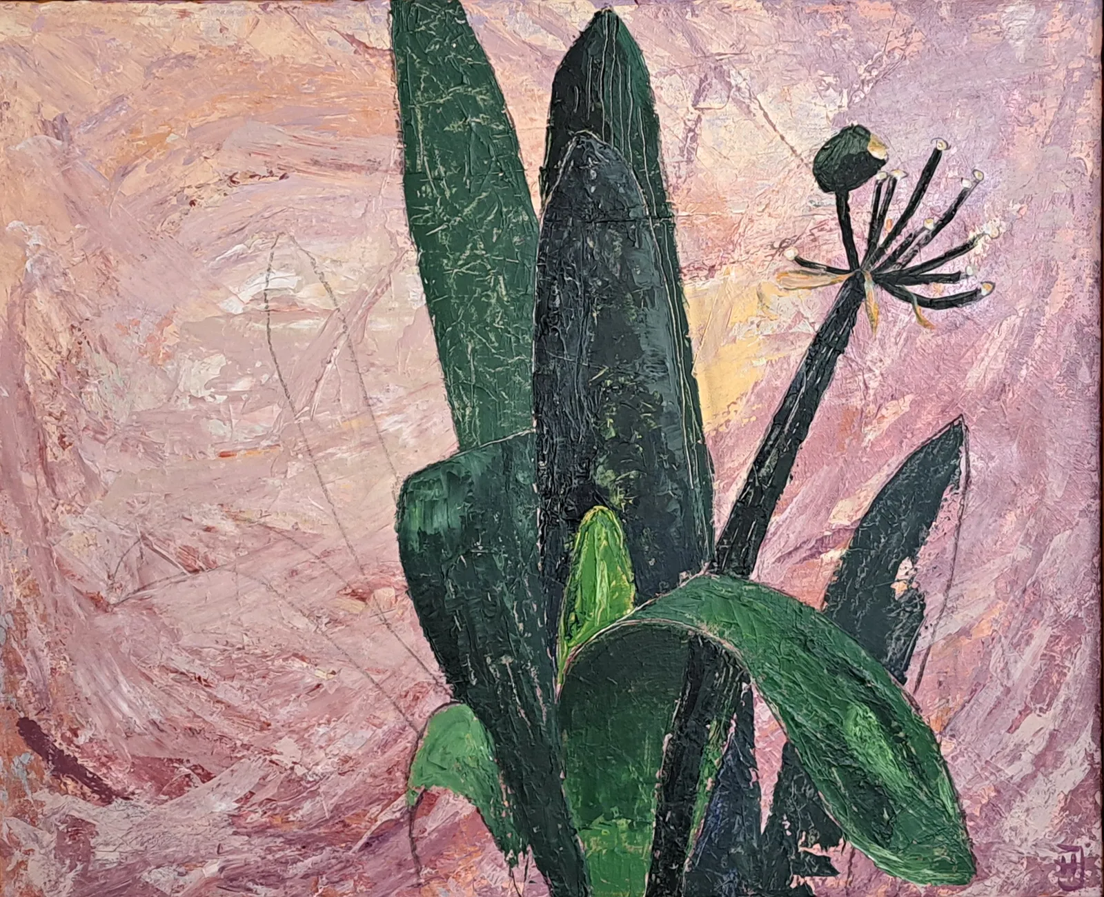 Akrylmålning Clivia av Margareta Josefsson