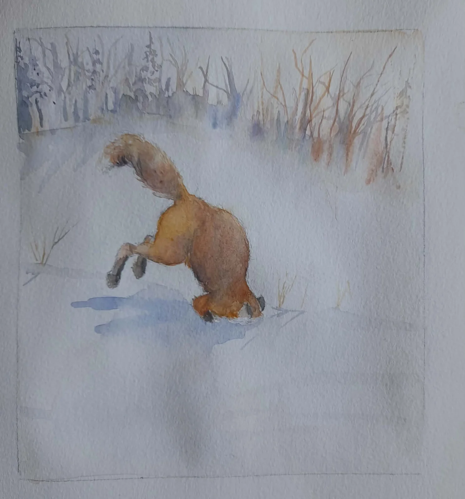 Akvarell Neddykning av Petra Skogsberg