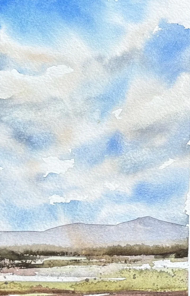 Akvarell Litet landskap av Anna Wolf