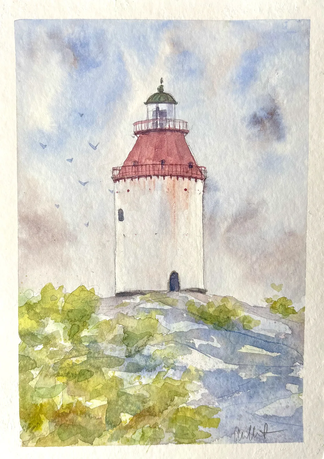 Akvarell Landsorts fyr av Anna Wolf
