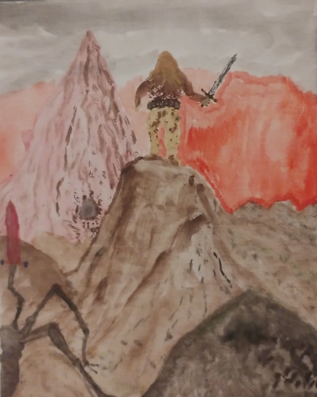 Akvarell Theodorus "svärd herren" vid Kristall berget av Elia Lindgren