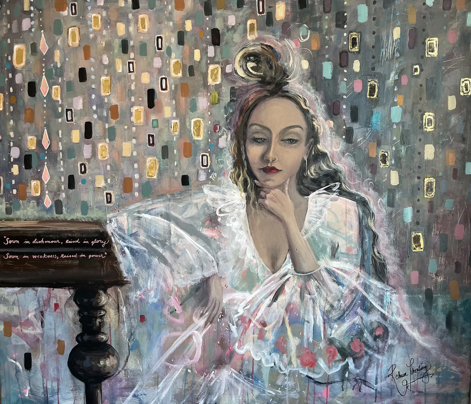 Akrylmålning Evaluation of lifechoices av Rebecca Scherling