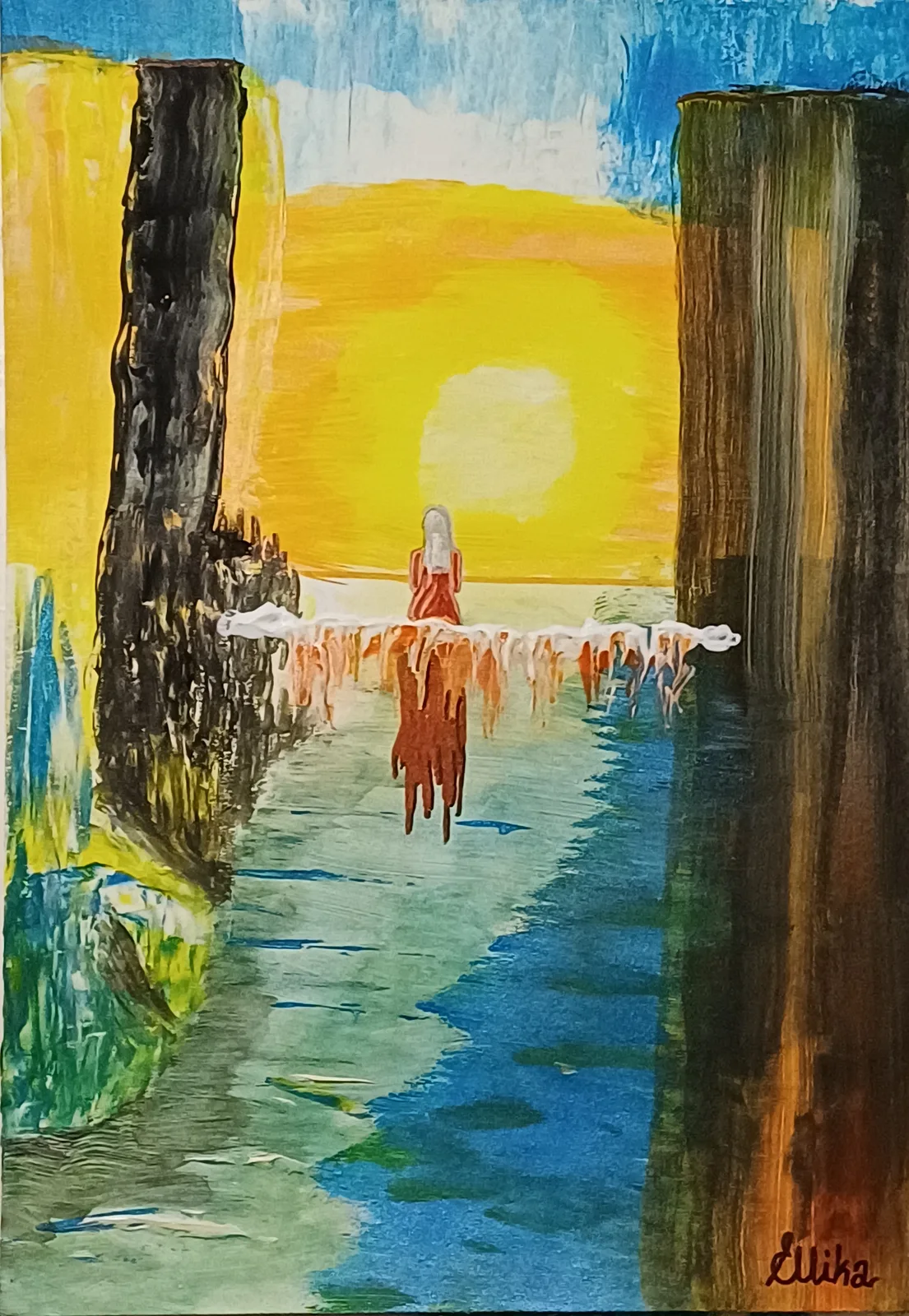 Akrylmålning Ny dag nya möjligheter av Ellinor Karlsson