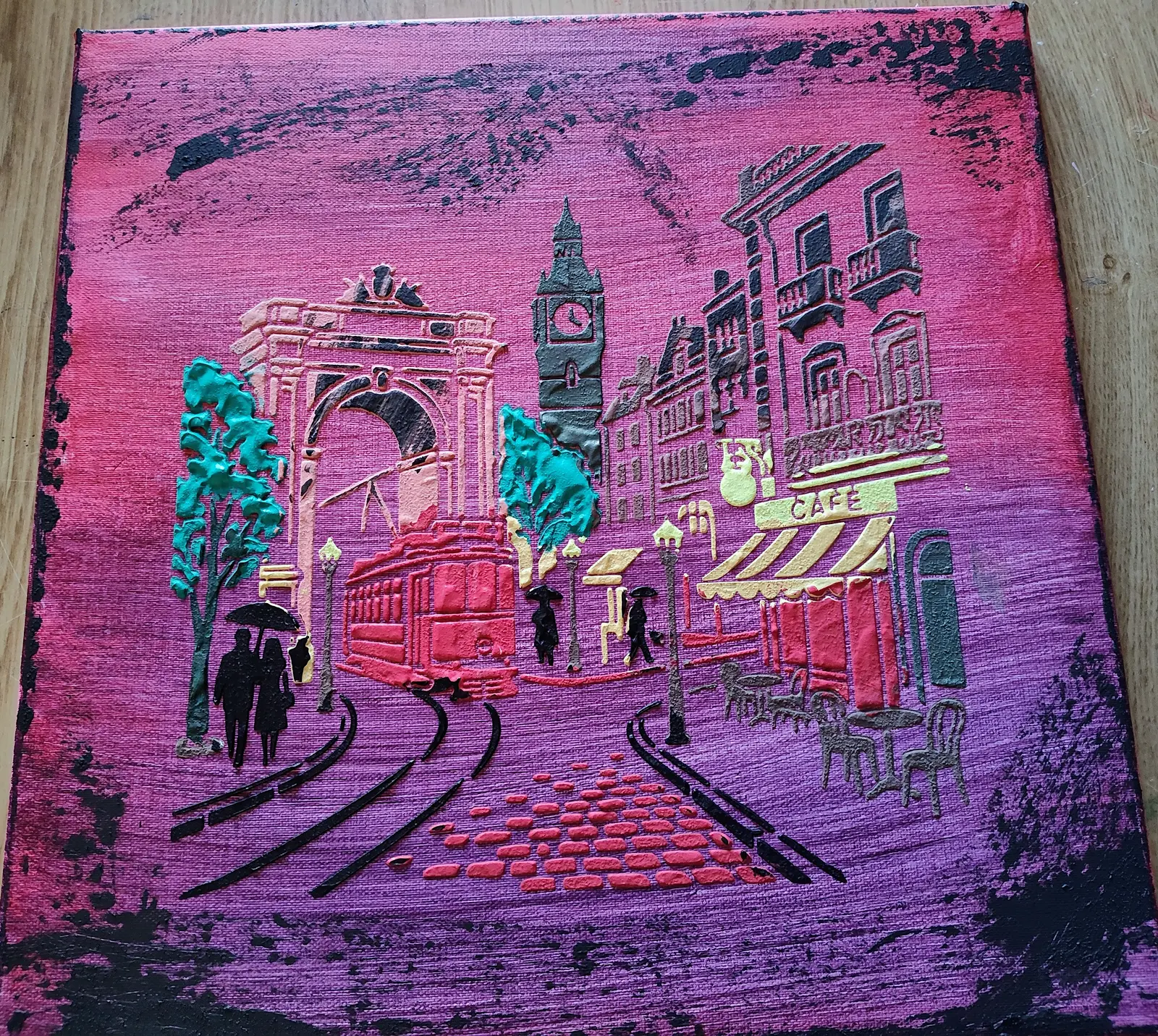 Akrylmålning Streets of London av Biljana Teletina