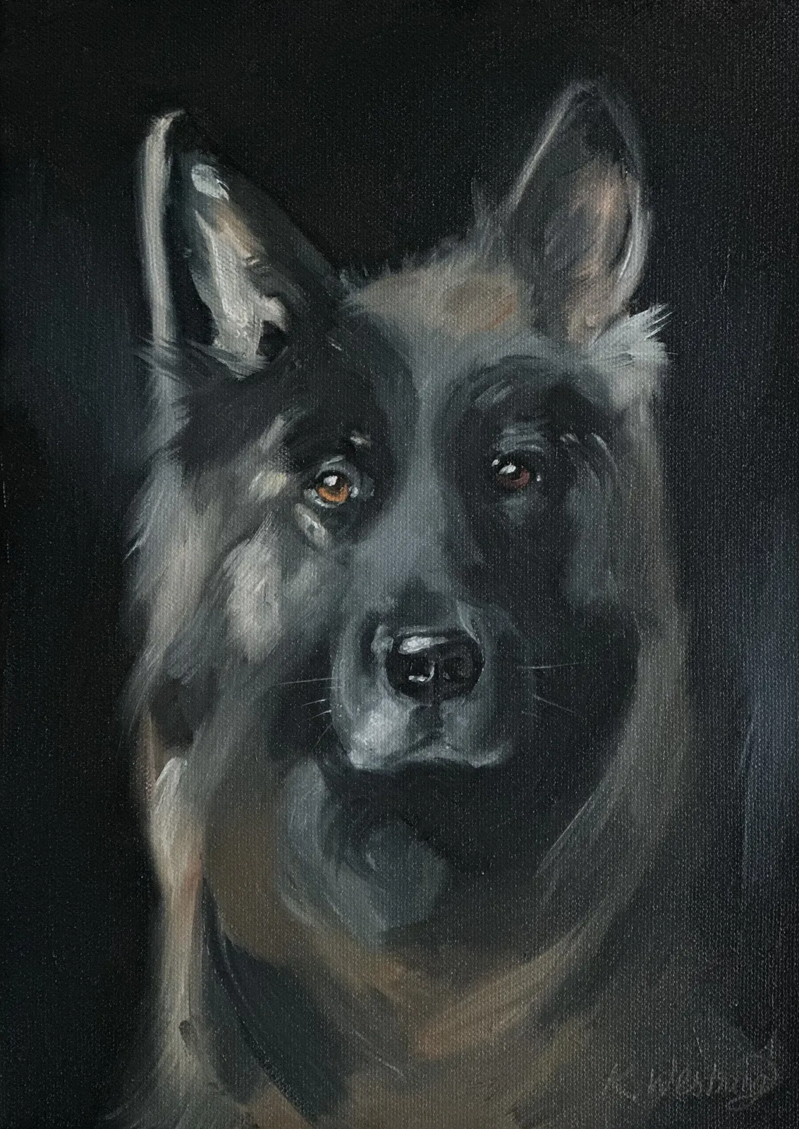 Oljemålning Skärpa av Kristina Westring