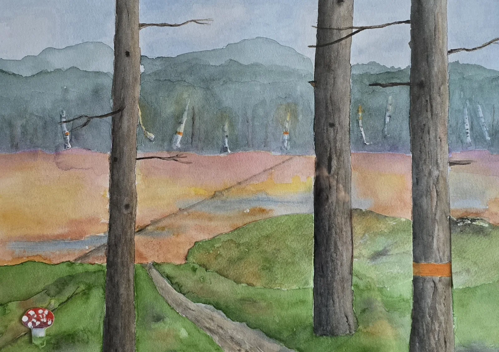 Akvarell Kaljoxadalen av Anita Lindgren