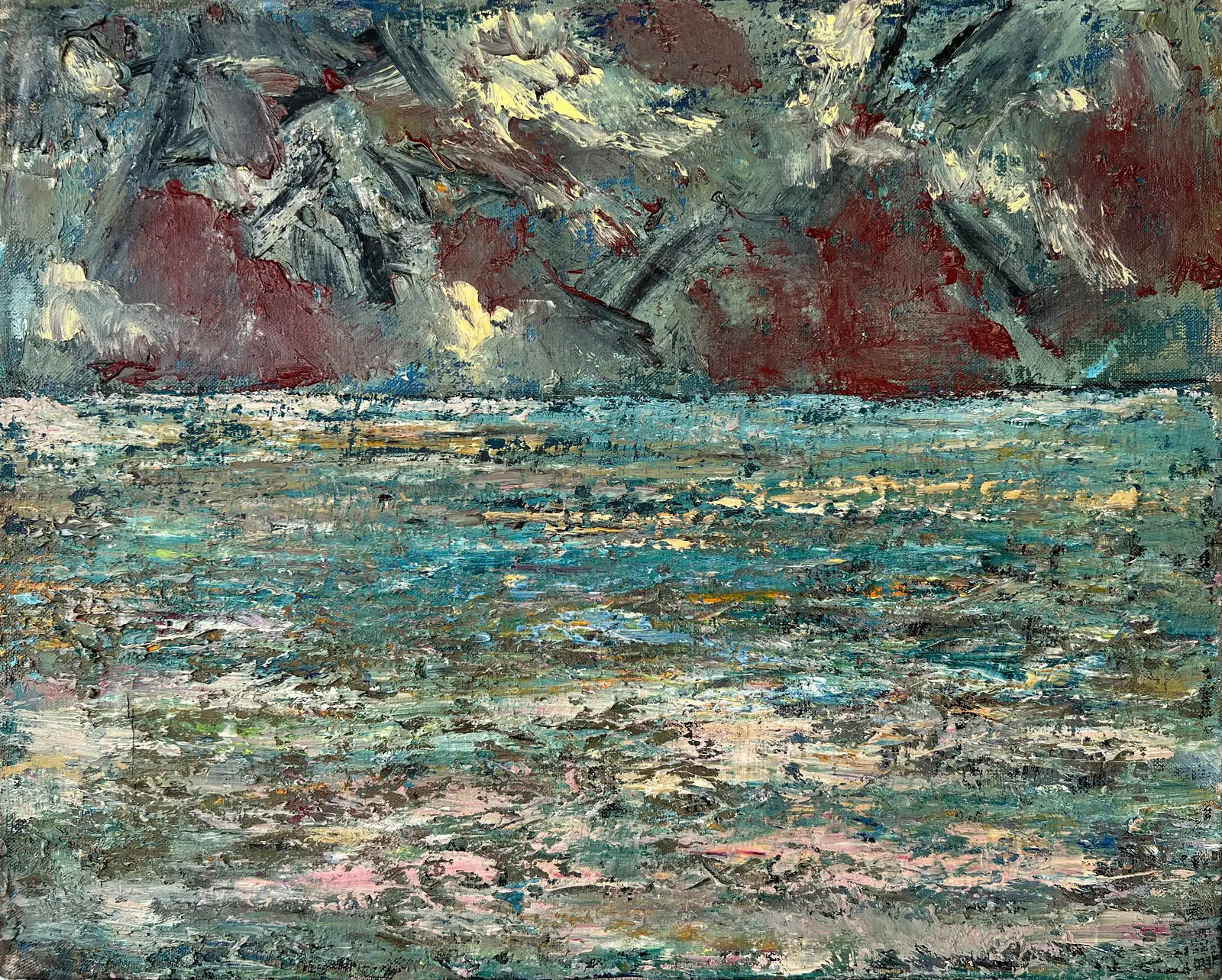 Oljemålning Mountains at Sunset av Zakhar Shevchuk