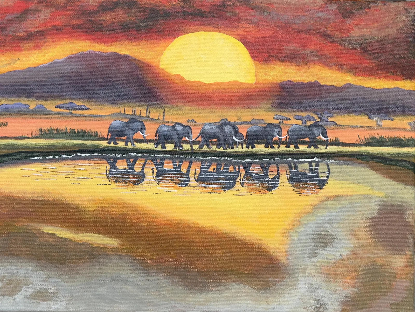 Akrylmålning En efter en av Elin Johansson