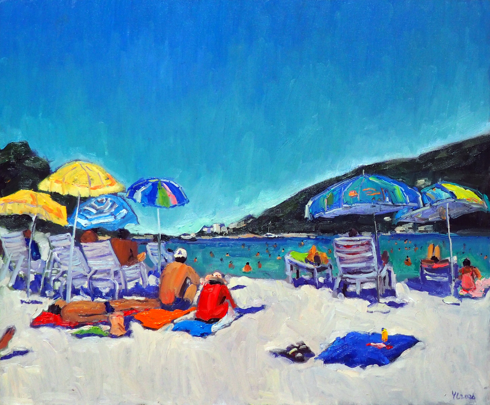 Oljemålning Strandliv av Yuanyuan Liu