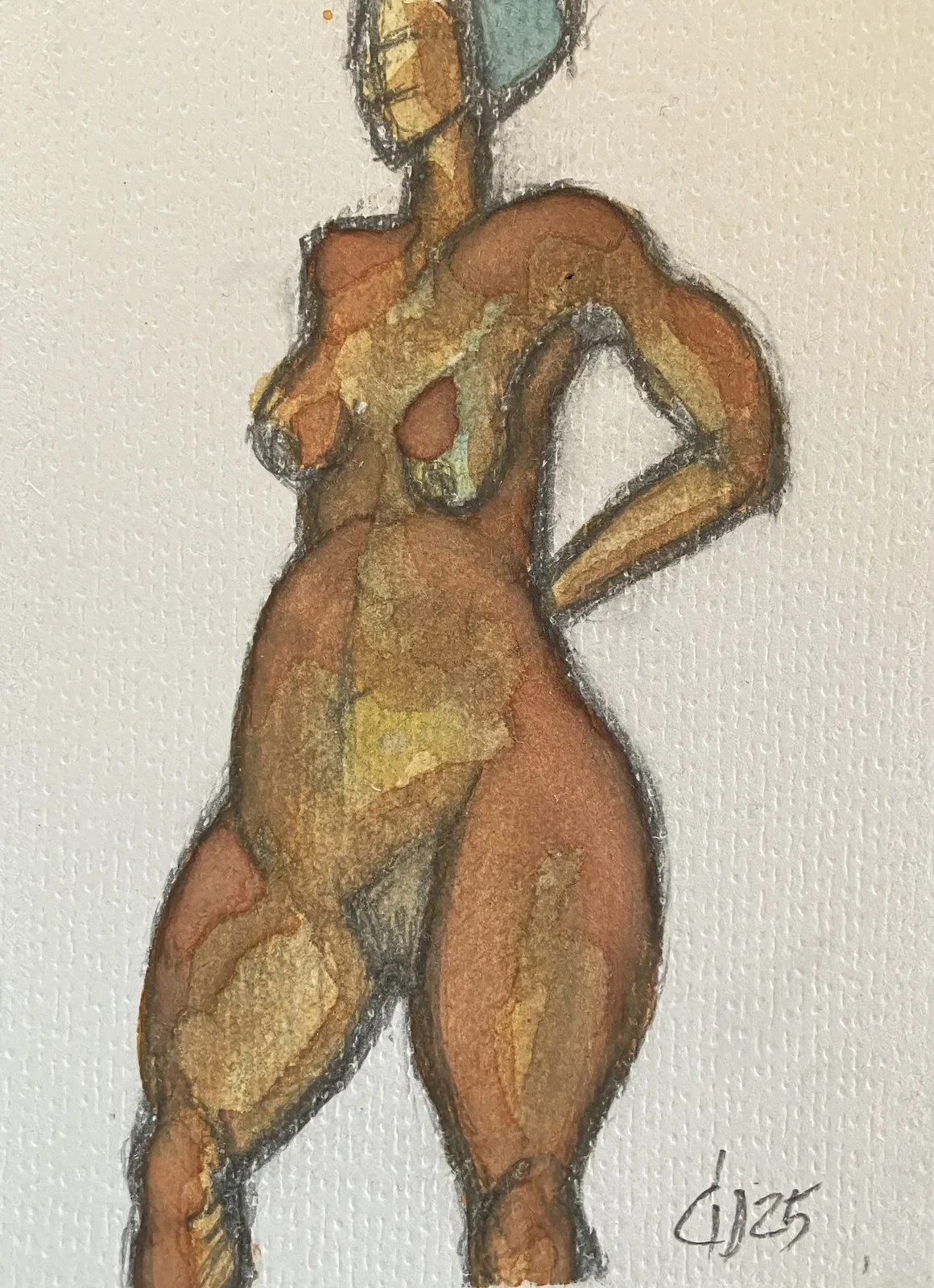 Akvarell Naken modell Akt 26 av Calin Ion Deas