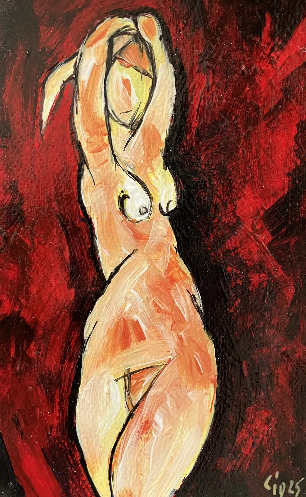 Akrylmålning Naken modell Akt 42 av Calin Ion Deas