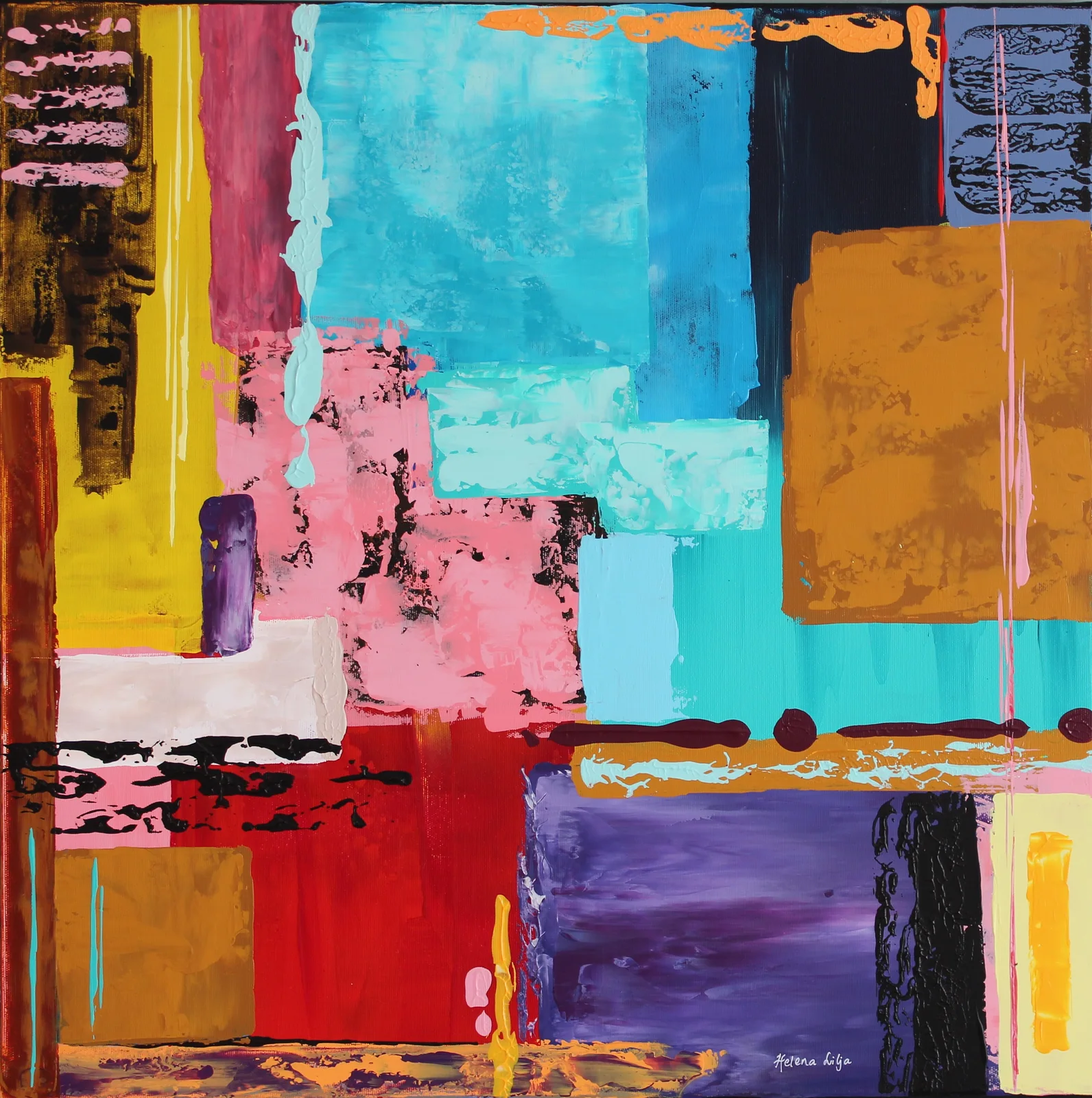 Akrylmålning Färgstark 9 av Helena Lilja