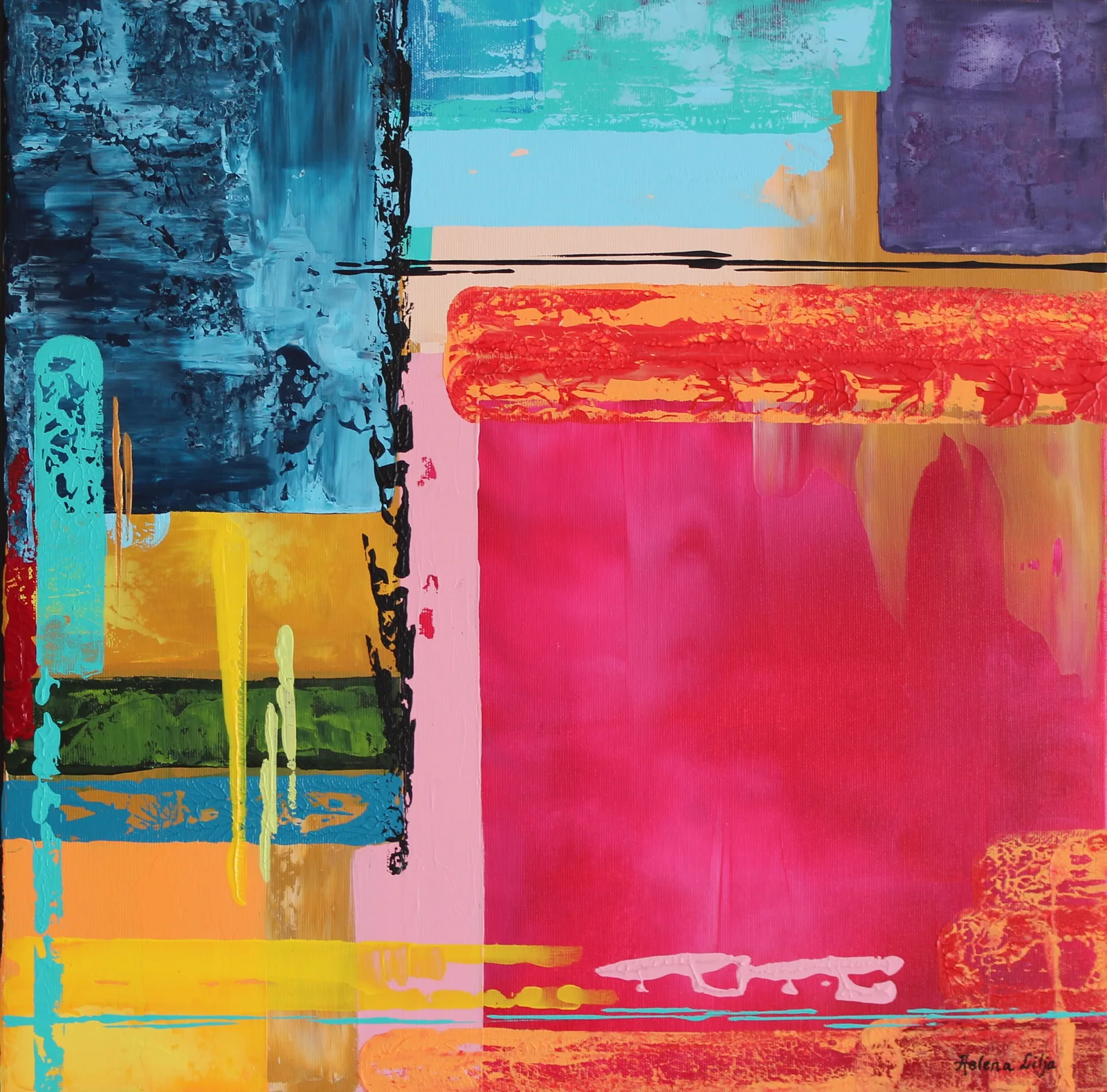 Akrylmålning Färgstark 11 av Helena Lilja