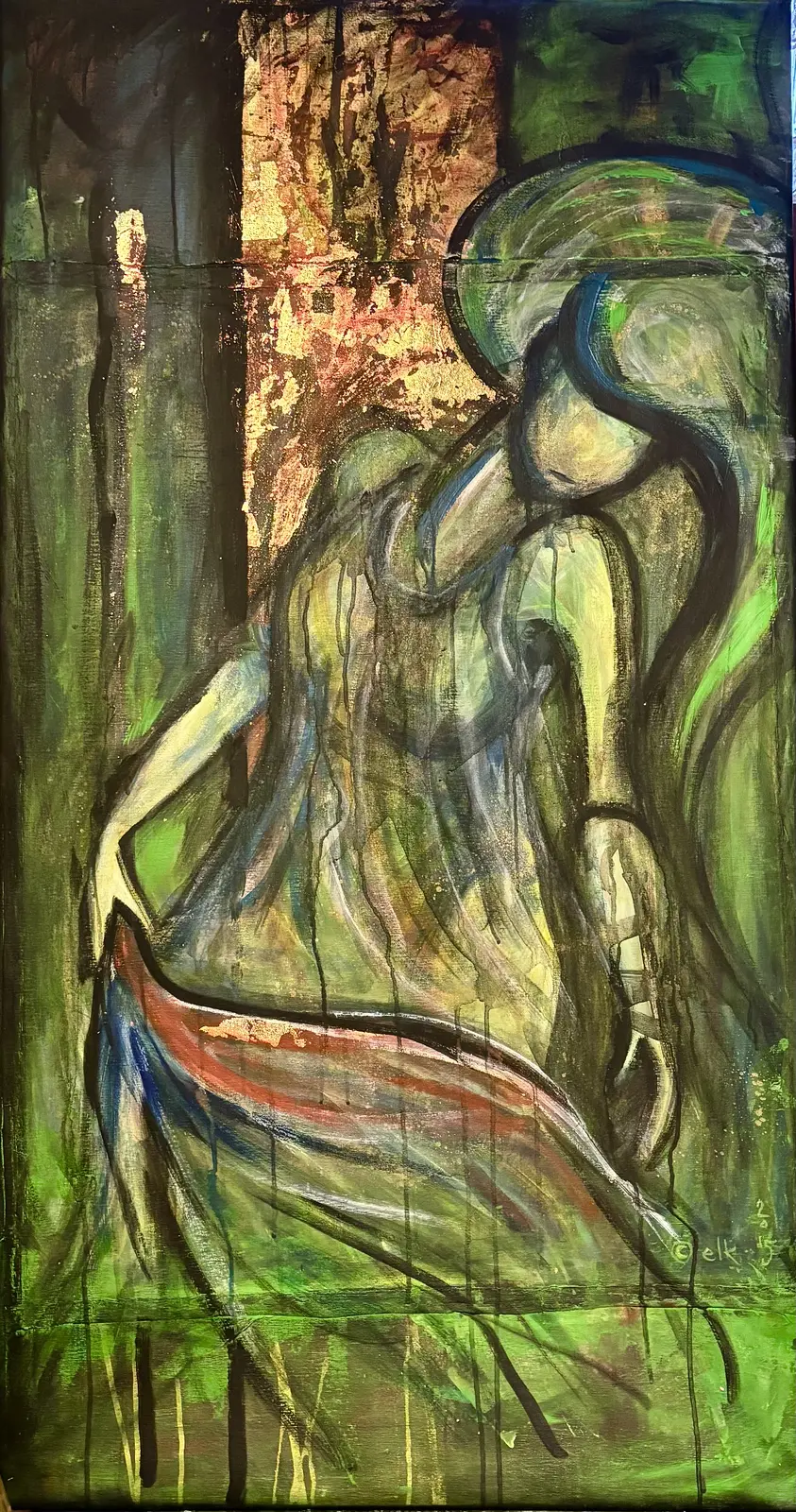 Akrylmålning Du är fri som människa - fri att våga vara dig själv av Evalena Elk Karlsson