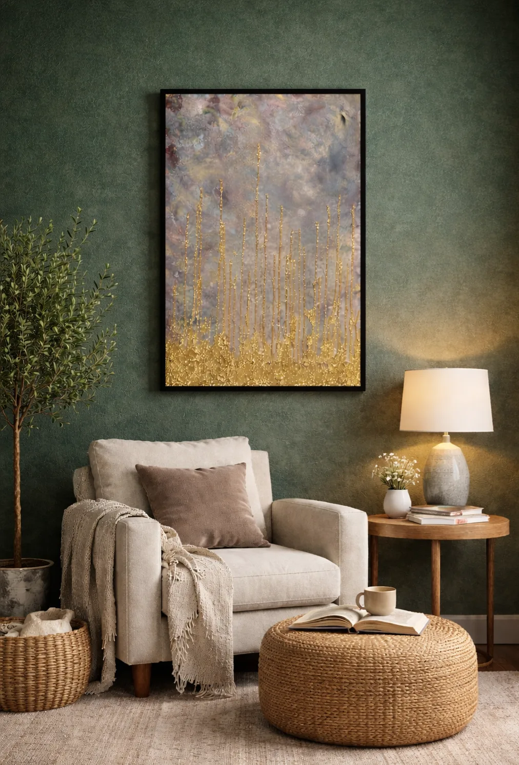 Akrylmålning Golden lava av Anna Carlstedt