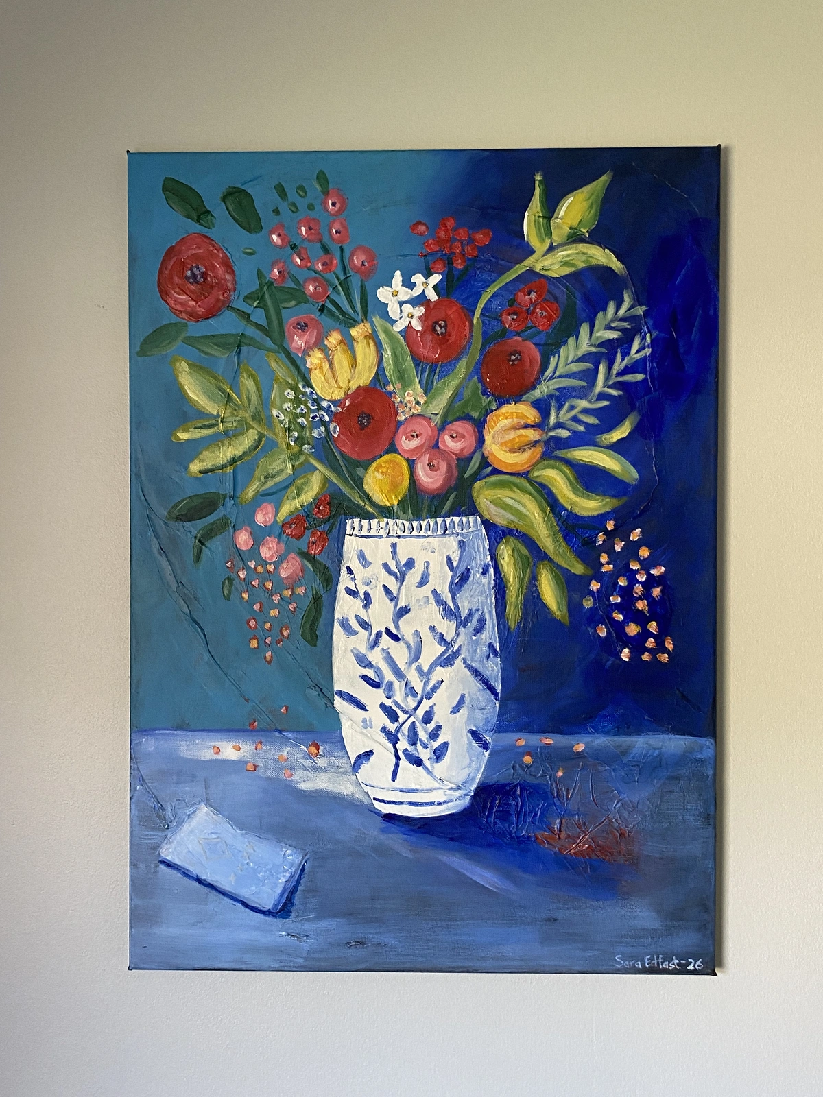Akrylmålning Blommande andetag av Sara Edfast
