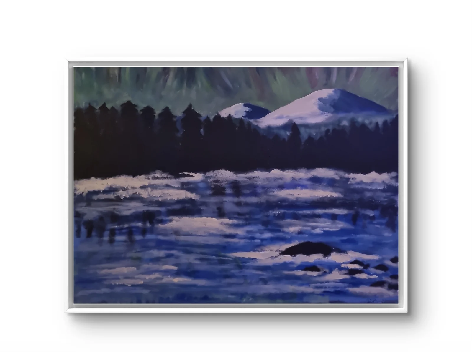 Akrylmålning Aurora night av Rebecca Berglund