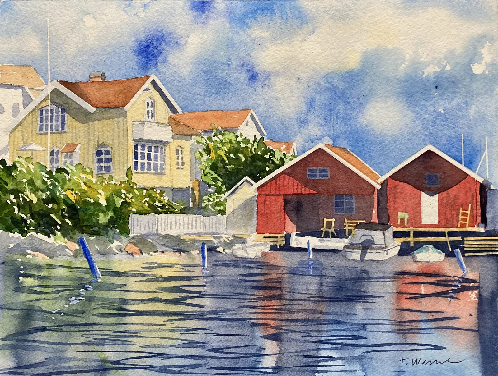 Akvarell Somrigt (Grundsund) av Tord Wennerblom