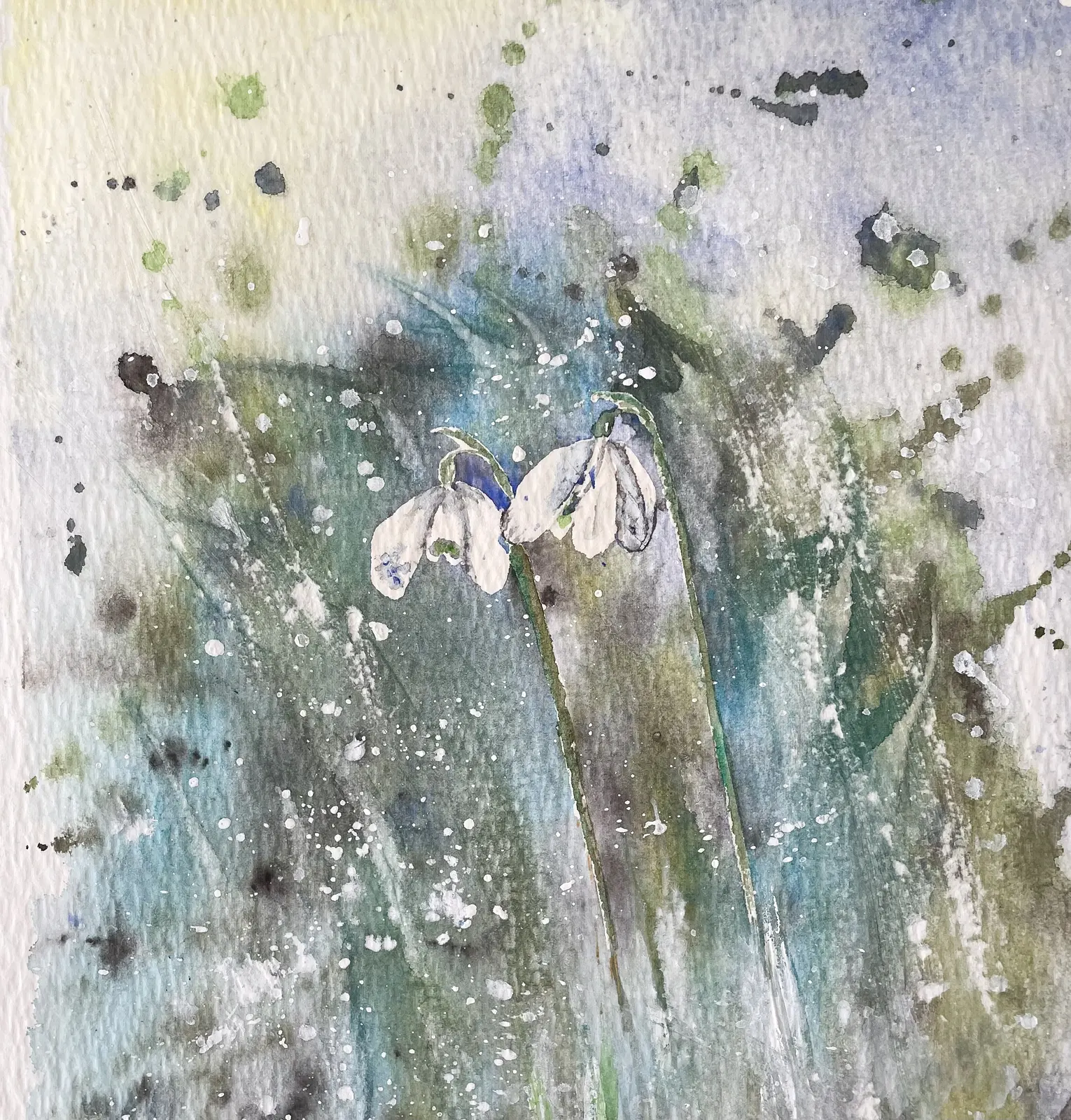 Akvarell Vårvinter av Lilly Nordström