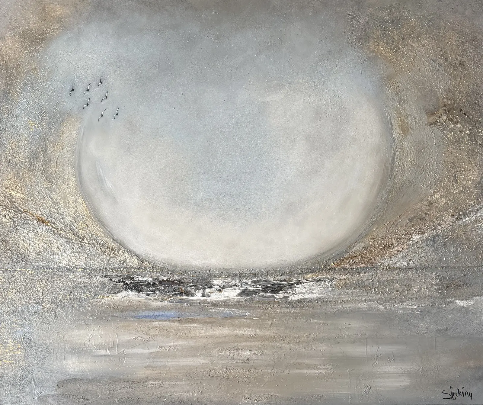 Akrylmålning Ölands stenkust av Sofie Öcking