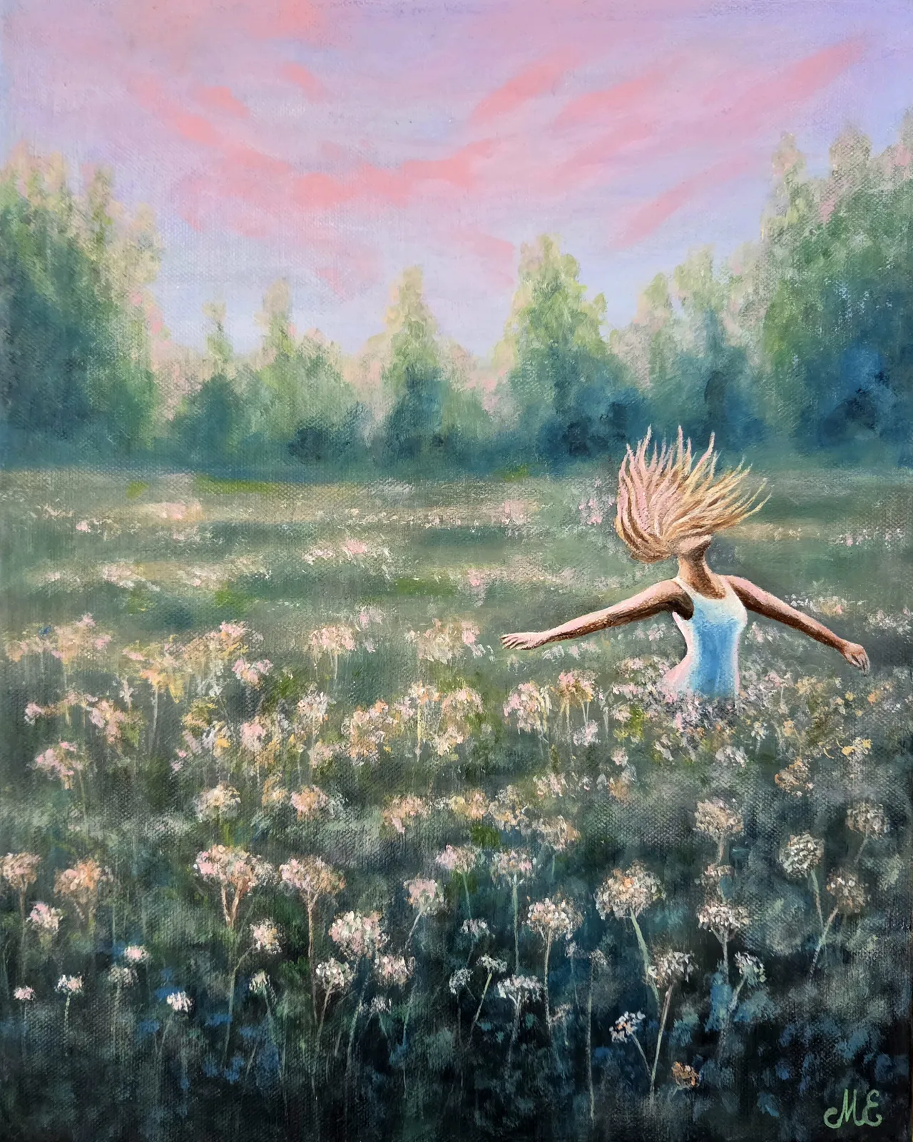 Akrylmålning Dans i juninatten av Malin Eklund