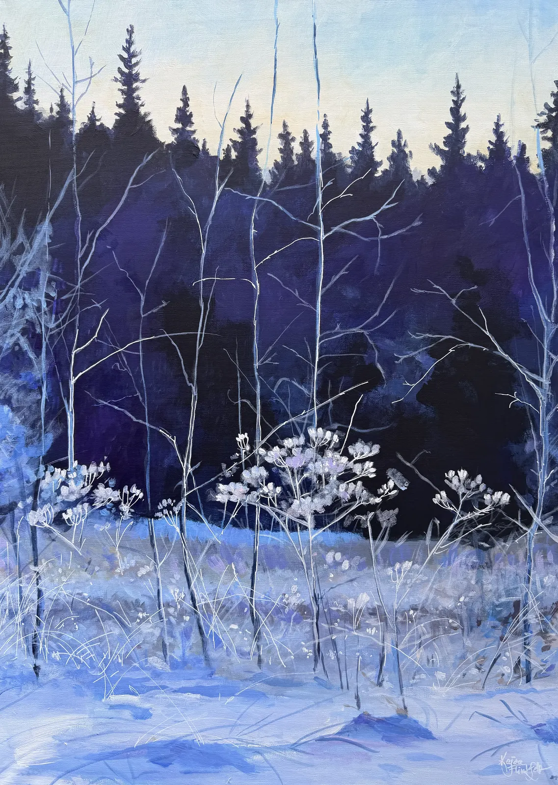 Akrylmålning Frostblomster av Kajsa Flinkfeldt