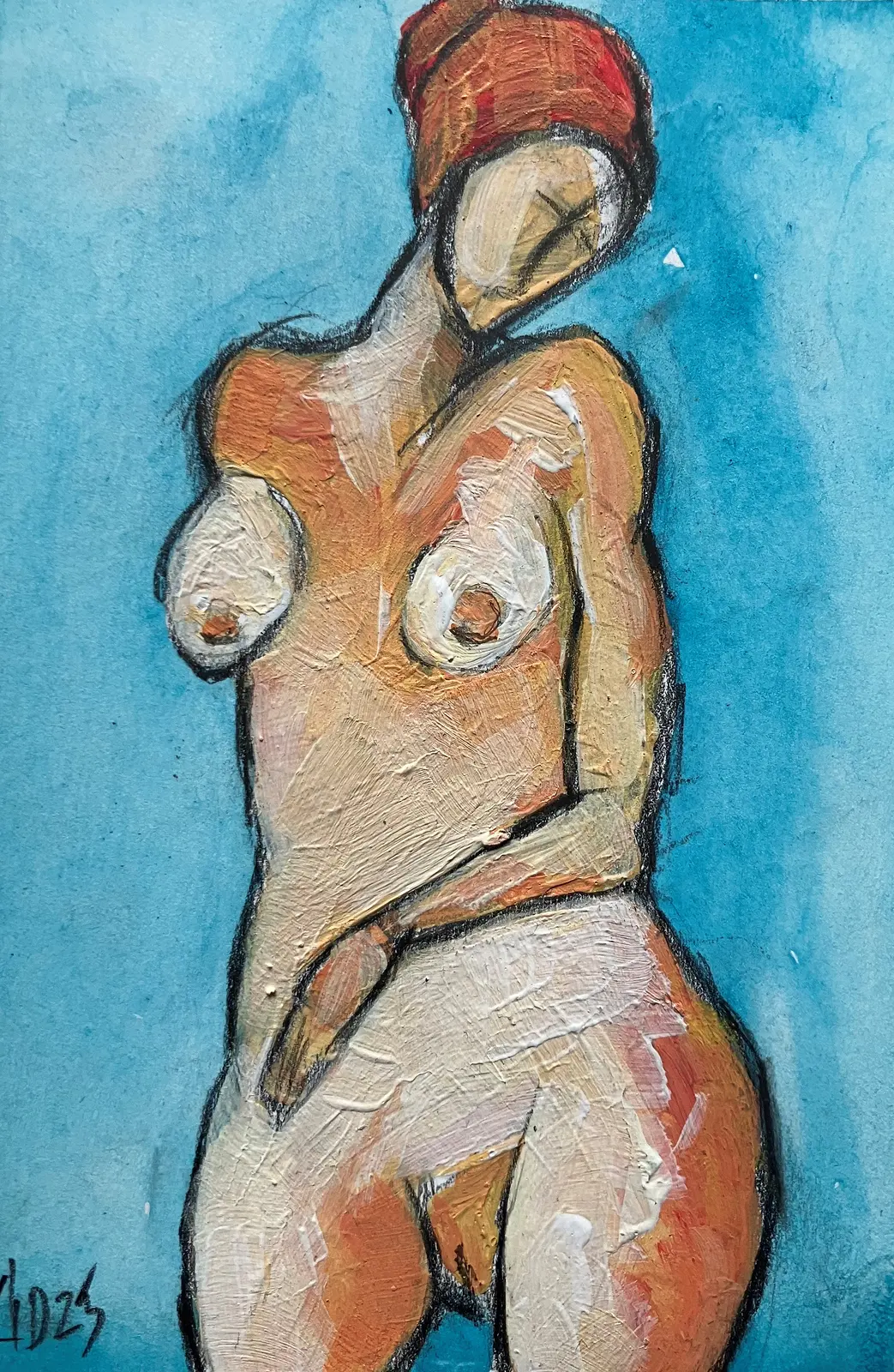 Akrylmålning Naken modell Akt 53 av Calin Ion Deas