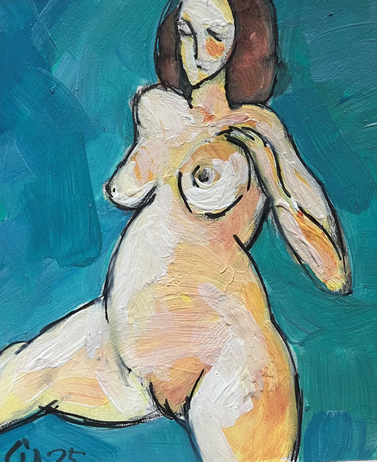 Akrylmålning Naken modell Akt 54 av Calin Ion Deas