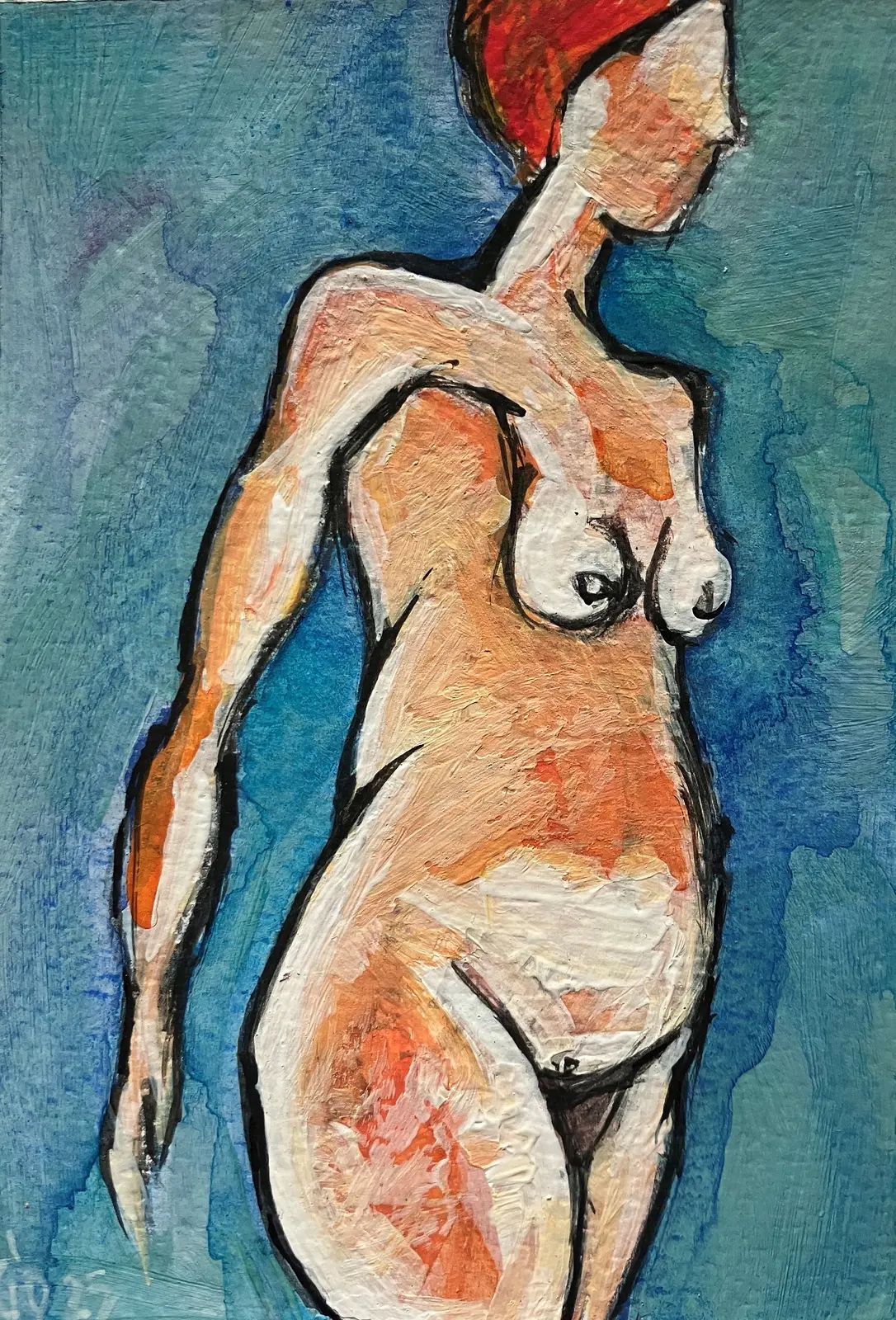 Akrylmålning Naken modell Akt 59 av Calin Ion Deas