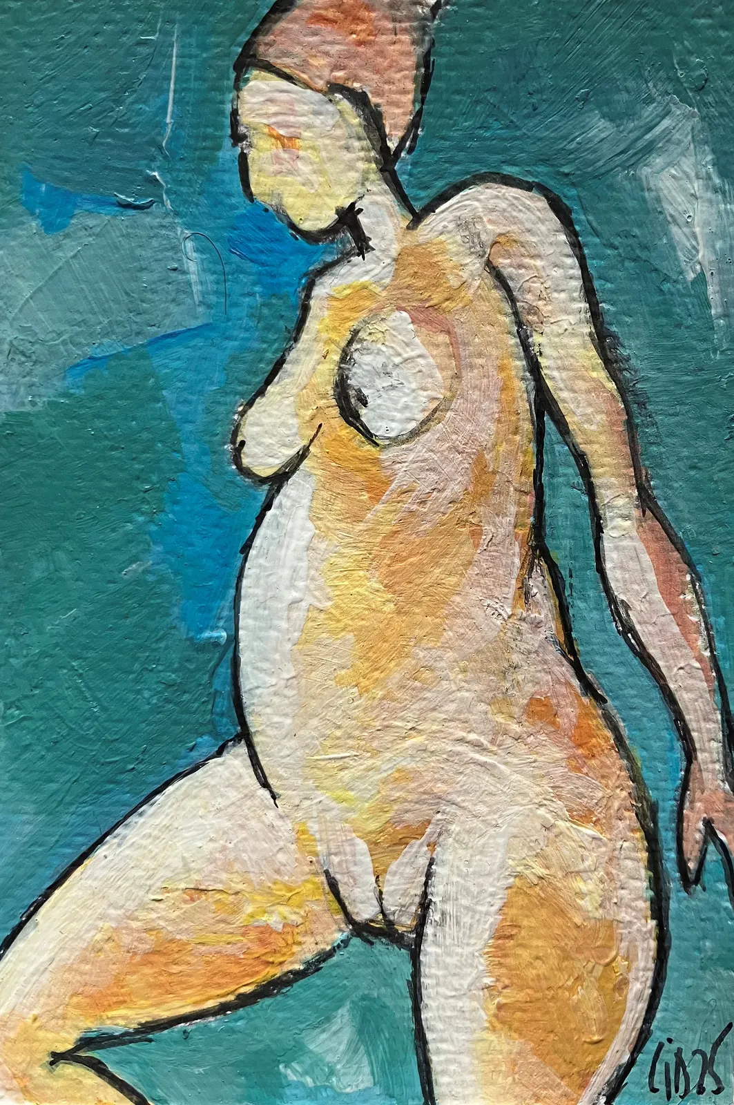 Akrylmålning Naken modell Akt 60 av Calin Ion Deas