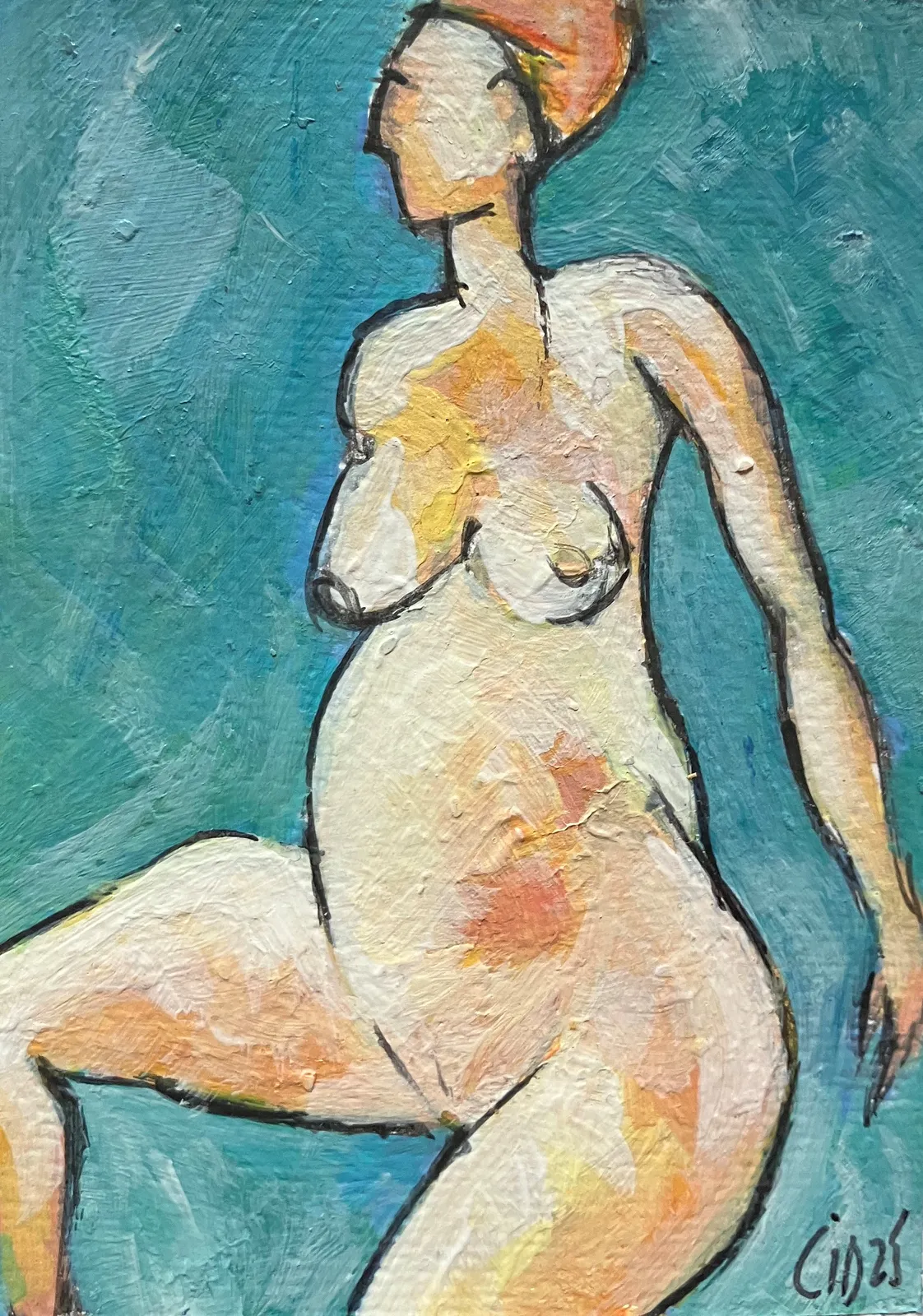 Akrylmålning Naken modell Akt 62 av Calin Ion Deas