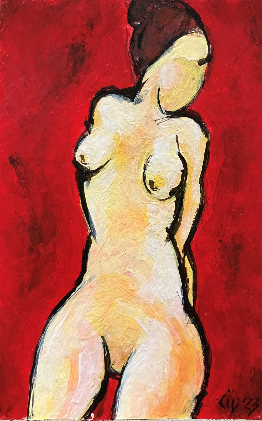 Akrylmålning Naken modell Akt 67 av Calin Ion Deas