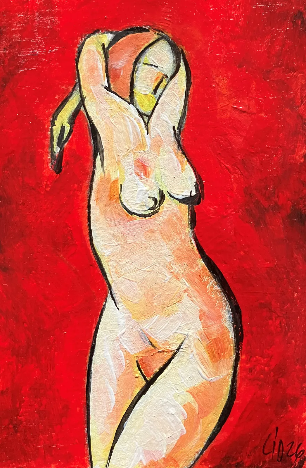 Akrylmålning Naken modell Akt 70 av Calin Ion Deas