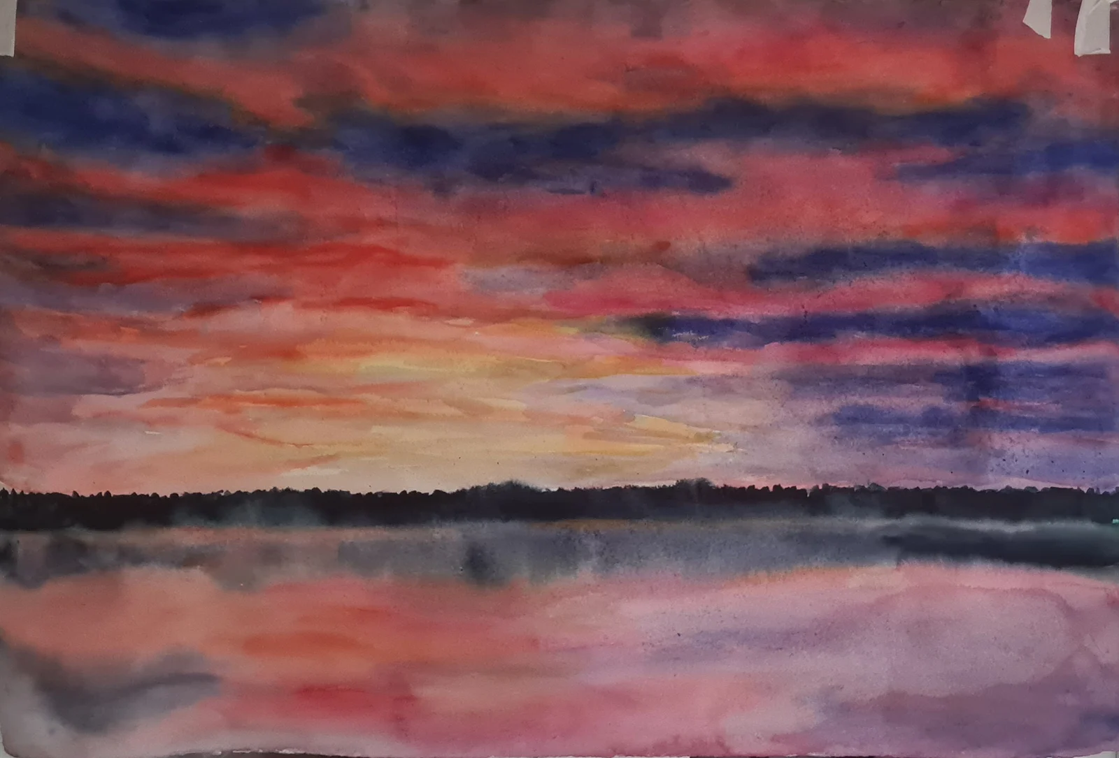 Akvarell Morgon sol av Into Särkelä