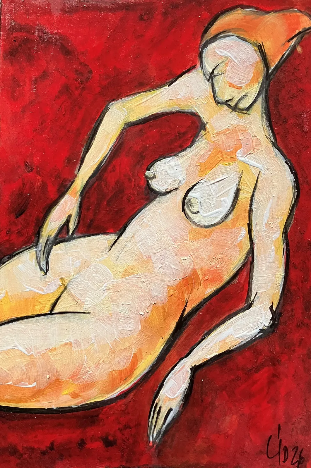 Akrylmålning Naken modell Akt 79 av Calin Ion Deas