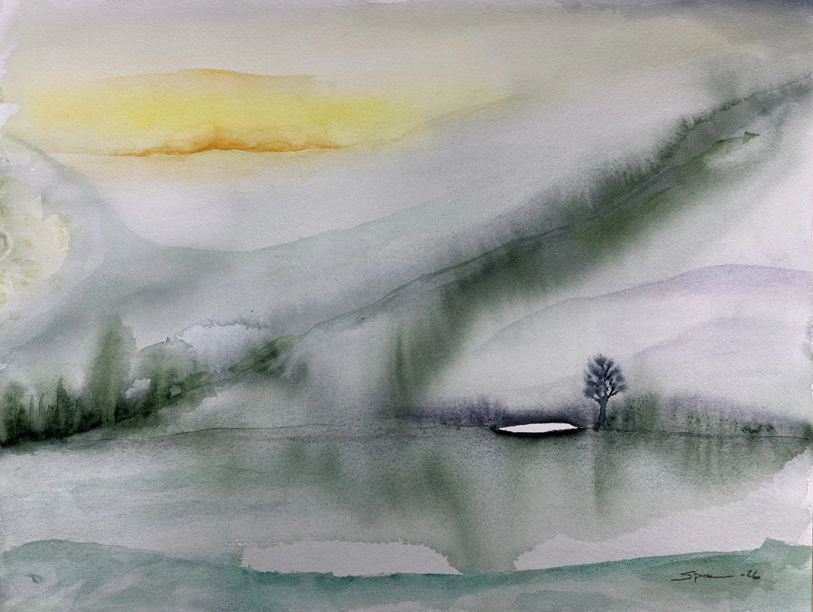 Akvarell La Mer - e av Bertil Sparr