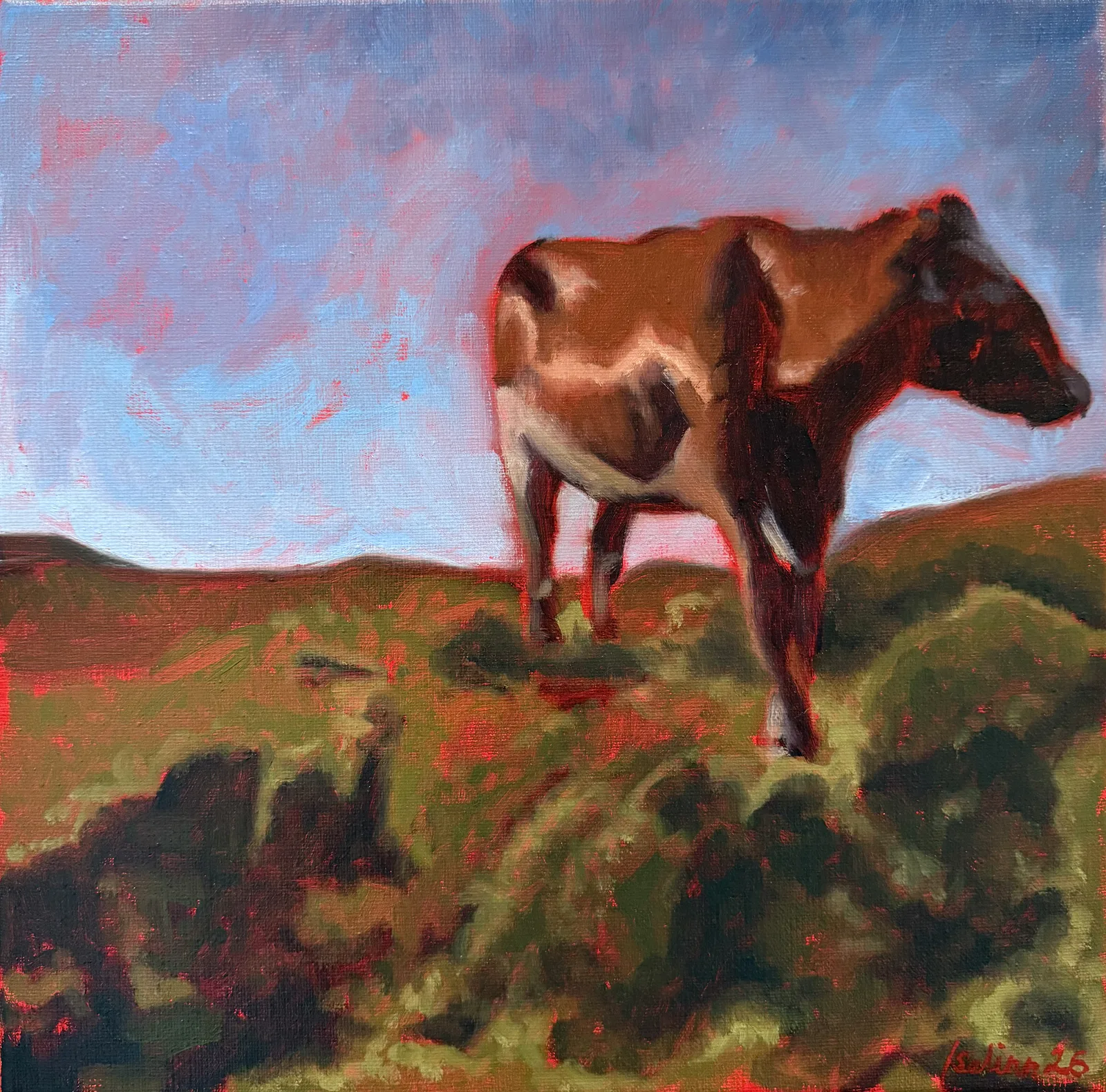 Oljemålning Ko på Hardangervidda av Iselinn Olsen Ekerhult