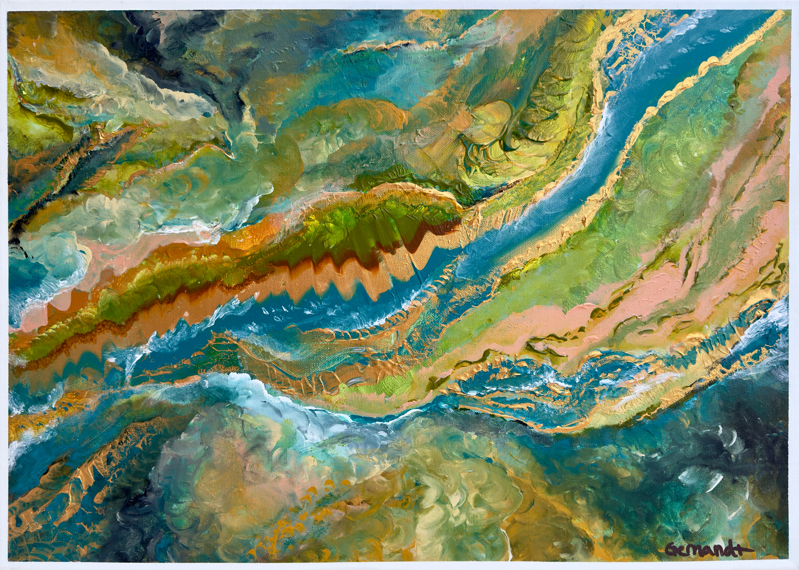 Akrylmålning Sandy Coast av Mikaela Gernandt