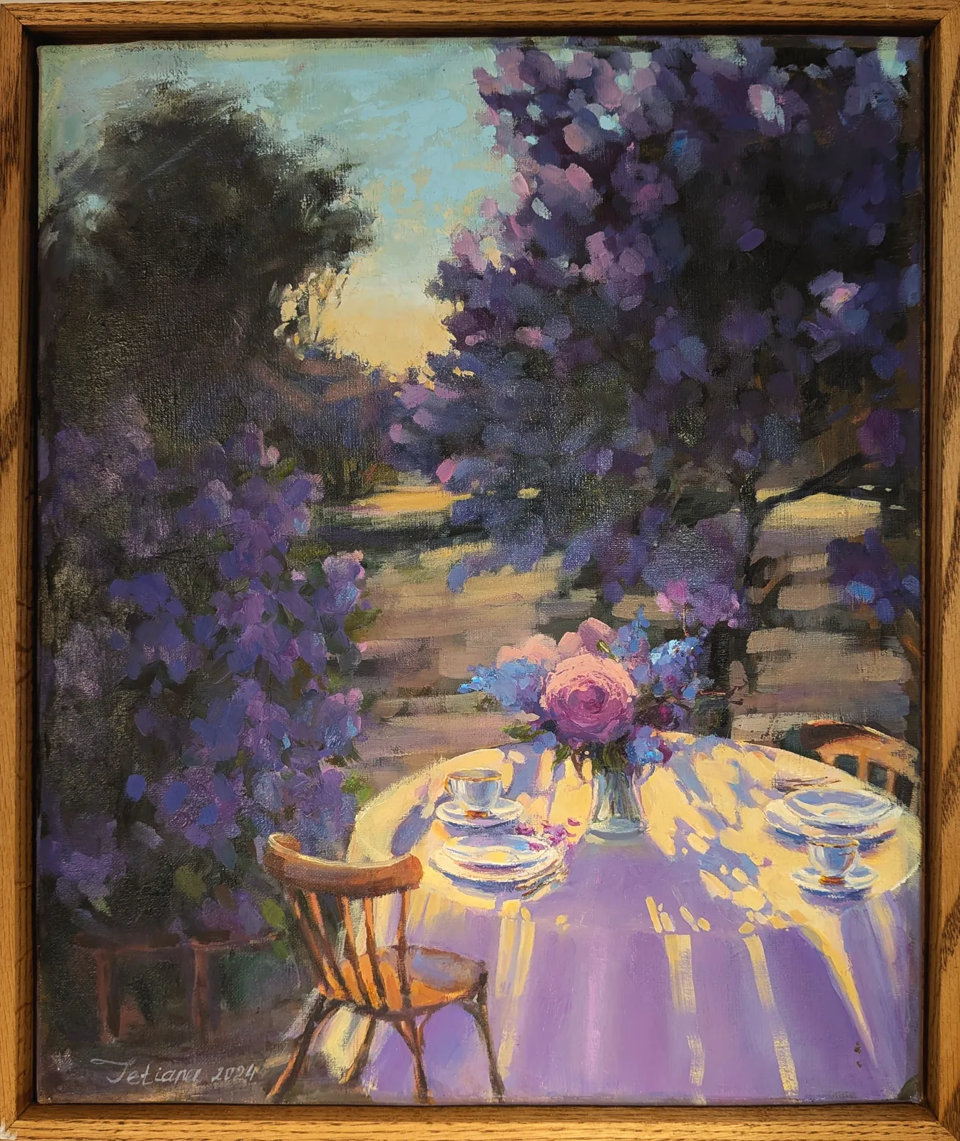 Oljemålning Dinner in lilacs av Tetiana Kozhushko