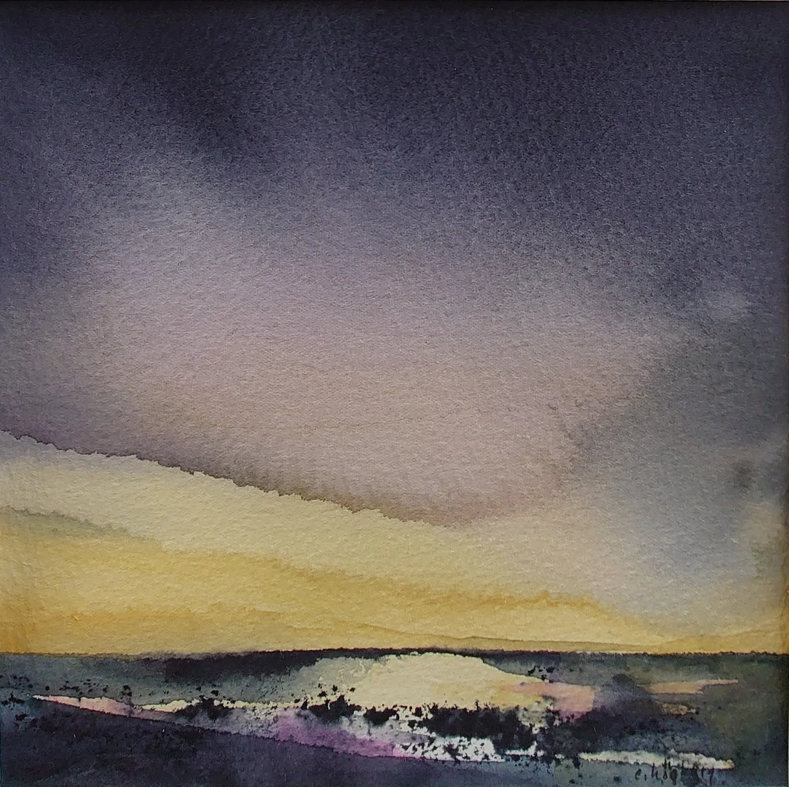 Akvarell Morgonrodnad av Eva Högberg