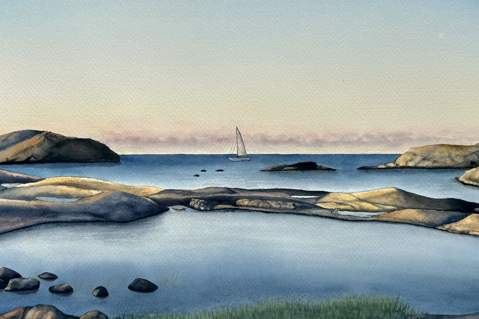 Akvarell Seglar förbi av Jeanette Malmberg