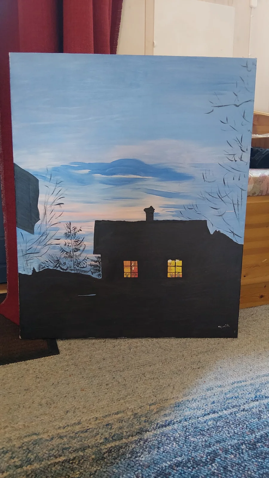 Oljemålning Blå timmen av Gisela Lindberg