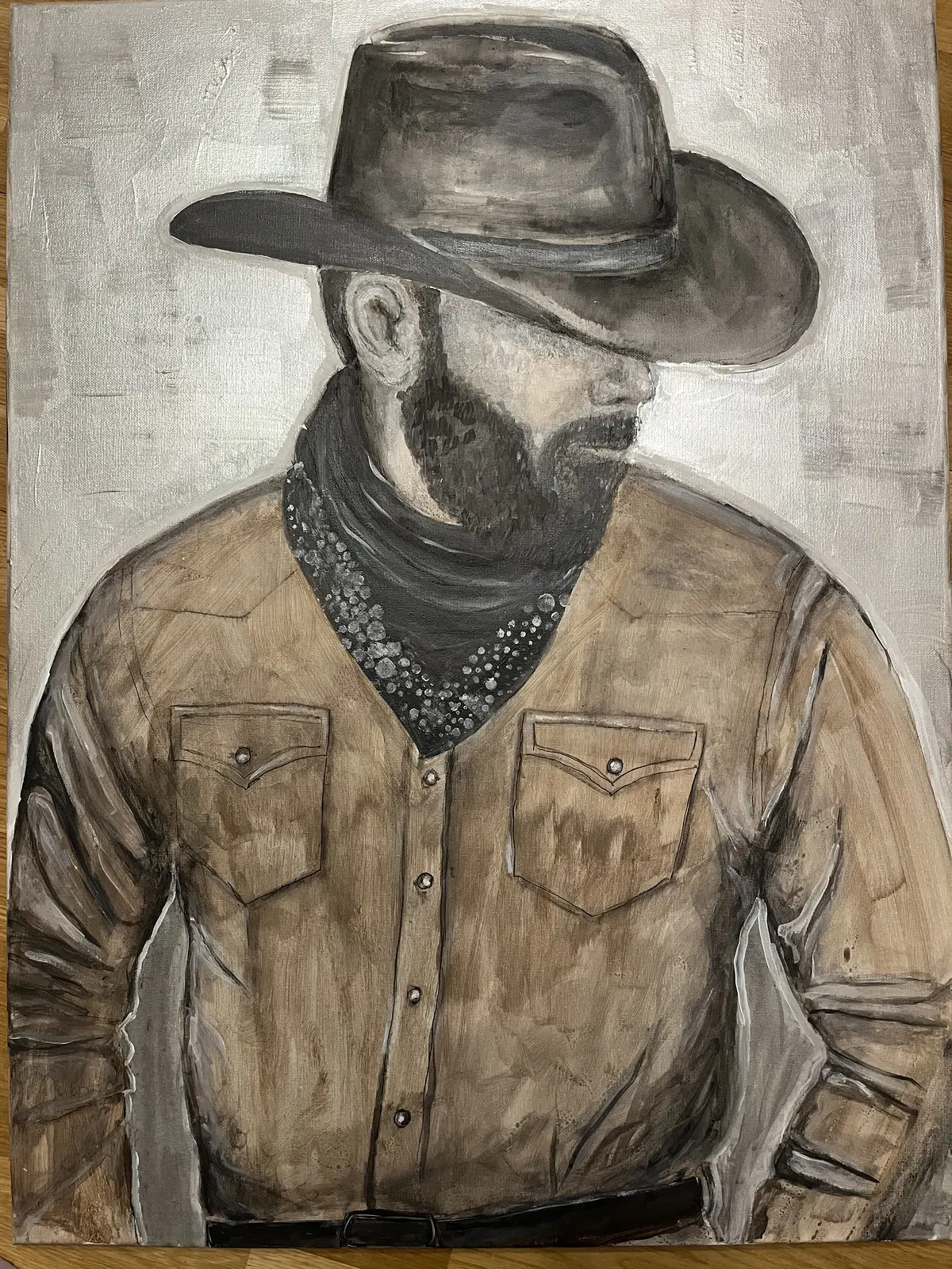 Akrylmålning Cowboy av Emma Lindström