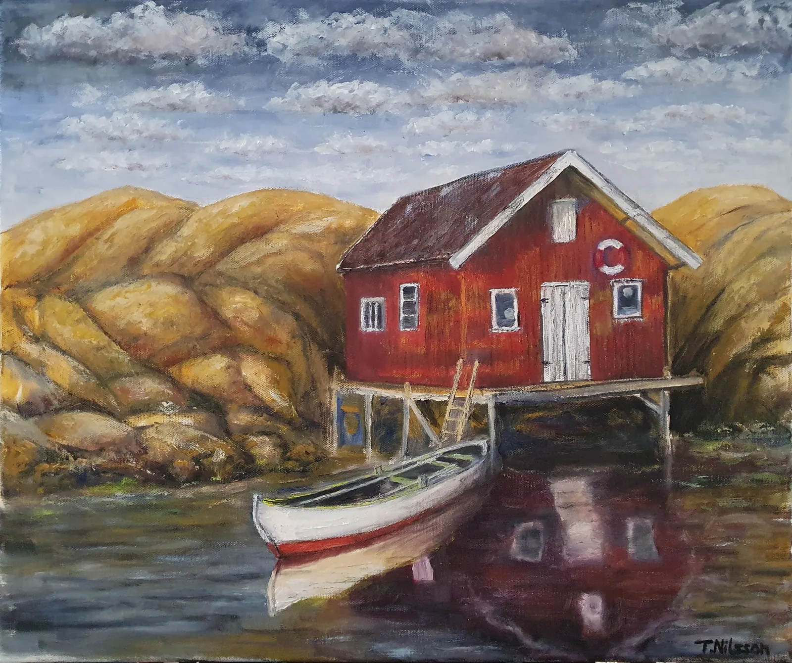Oljemålning Sjöbod av Tony Nilsson